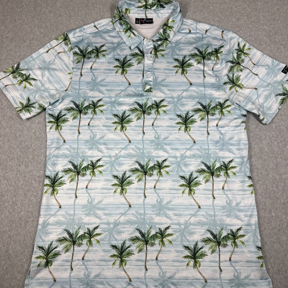 Yatta‎ Golf Men's Polo Large Palm Tree AOP Performance Stretch Shirt